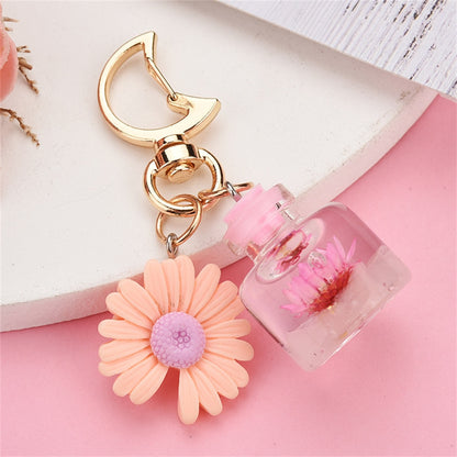 Small Chrysanthemum Key Chain Personalized Moon Button Fashion Keychains For Women Charm Keychain Girl Bag Pendant Keyring Gifts