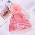 Barbie Parent-Child Baby Knitted Hat Soft Elastic Winter Protection Children Woolen Hats Cute Fur Ball Cotton Hat Pullover Gifts - Charlie Dolly