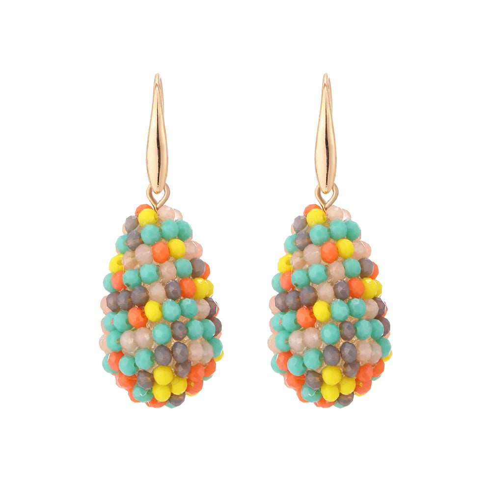 INKDEW Long Drop Earrings Beaded Multicolor Handmade Threading Crystal Big Earrings for Women Gift oorbellen Jewelry boho EA005
