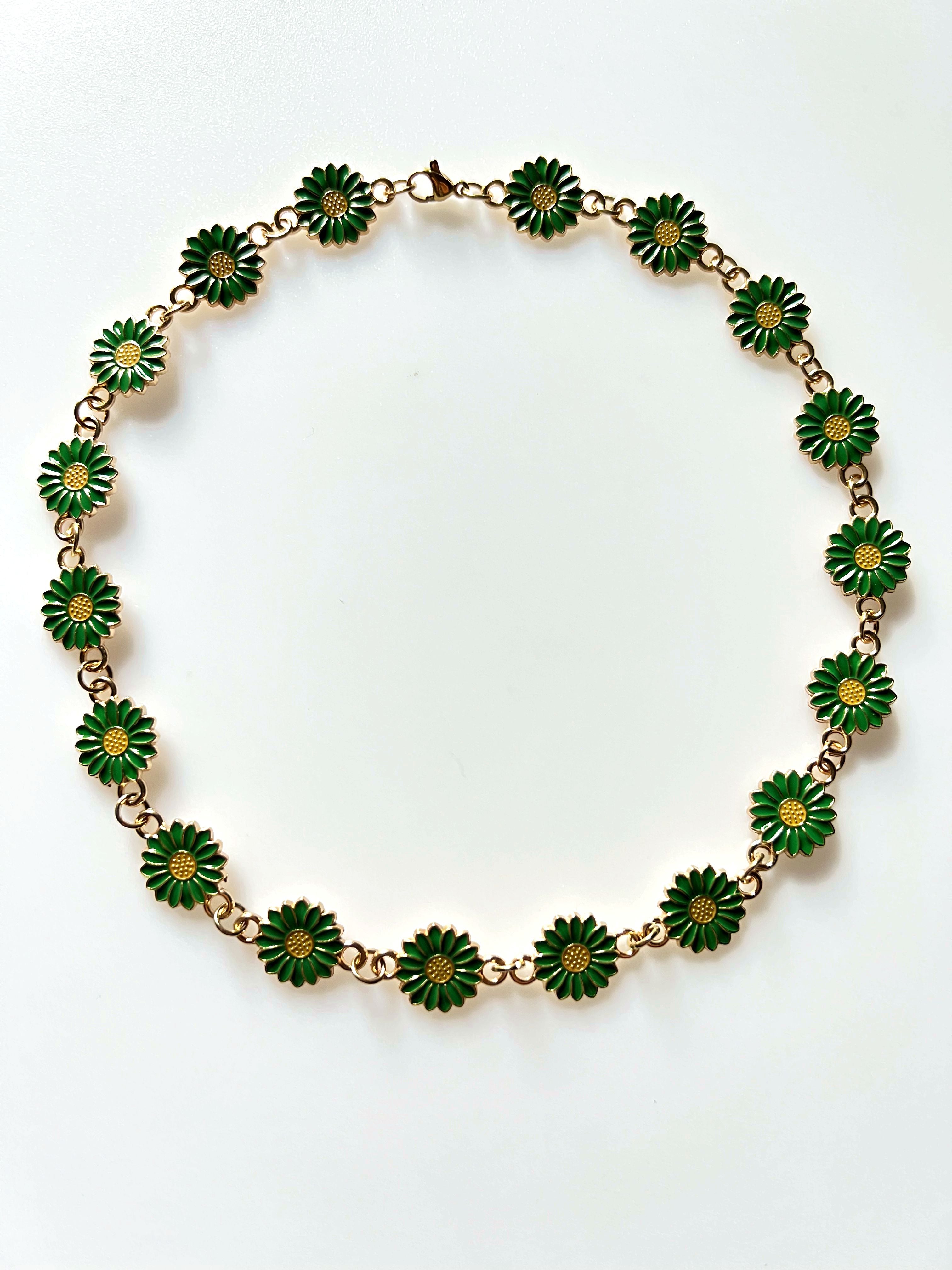 Creative Elegant Dripping Oil Sunflower Chain Necklace Fashion Enamel Small Daisy Statement Necklaces For Women Jewelry - Charlie Dolly