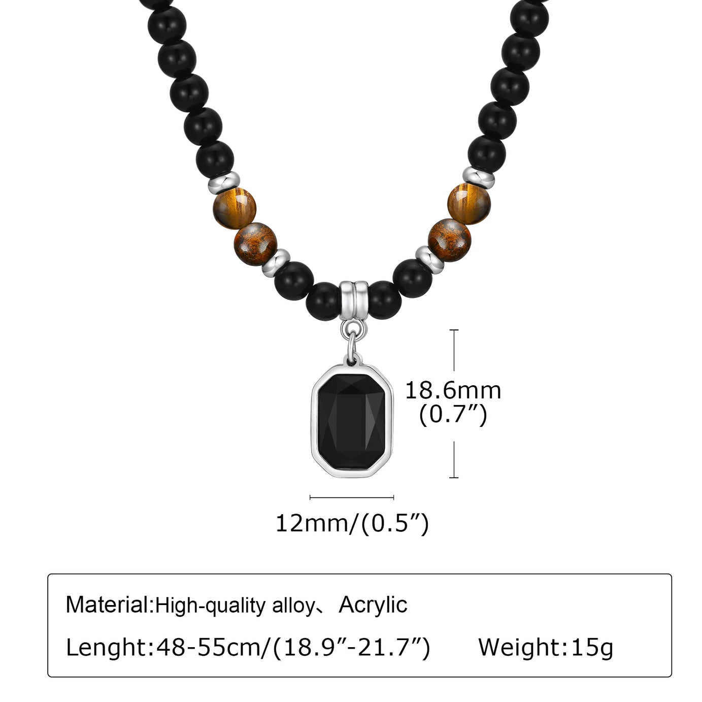Natural Stone Unisex Beaded Necklace