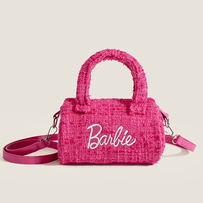 Fashion Pillow Barbie Bags Kawaii Accessories Women Handbag Pink Black Niche Design Fragrance Style Cylindrical for Girls Gift