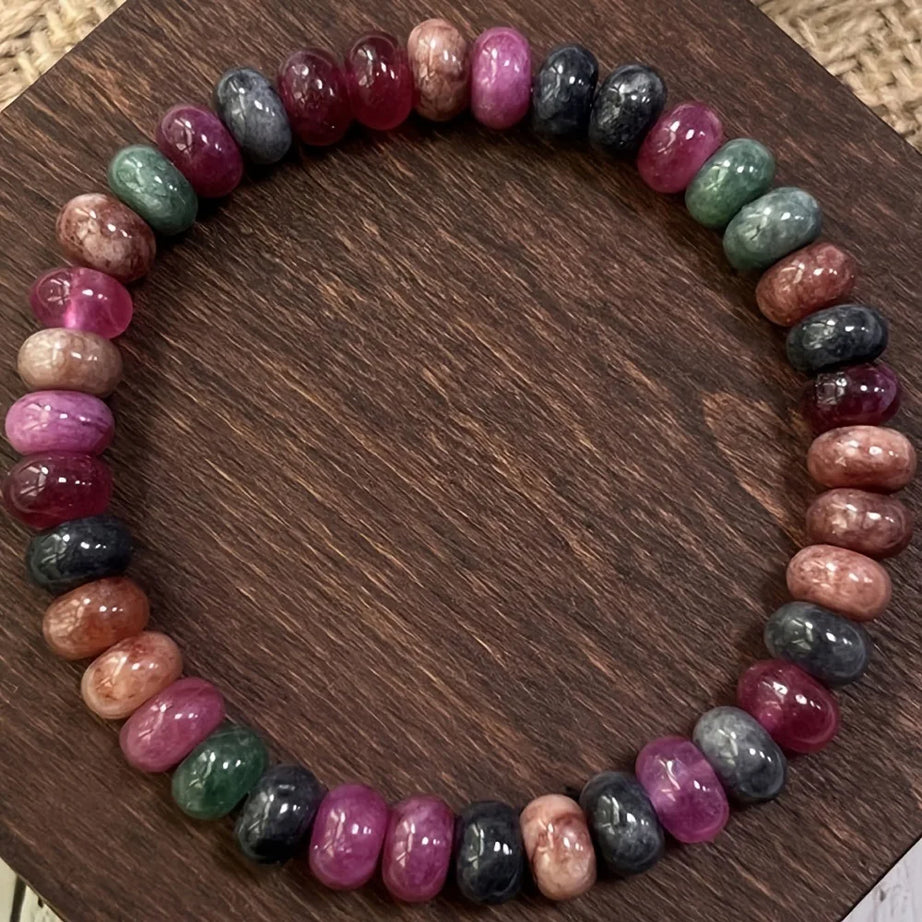 Bohemian Natural Stone Abacus Bead Bracelet, Handmade Healing Crystal Elastic Stretch Bracelet, Boho Beaded Jewelry for Women - Charlie Dolly