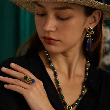 Vintage Sapphire Blue Lapis Lazuli Drop Earrings Statement Woman 2025  Luxury Designer Brands Charm Antique Jewelry Accessories - Charlie Dolly