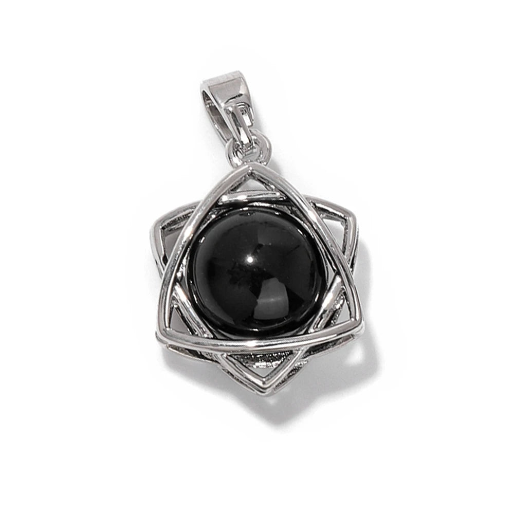 Hexagram Star Pendant Lapis Lazuli Amethysts Natural Stone Charms For Making Necklace Earrings Amulet Star of David Jewelry