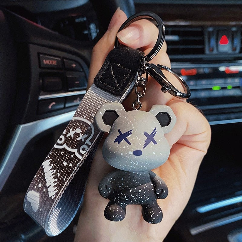 Cute Resin Keychain Charm Tie The Bear Pendant For Women Bag Car KeyRing Mobile Phone Fine Jewelry Accessories Kids Girl Gift - Charlie Dolly