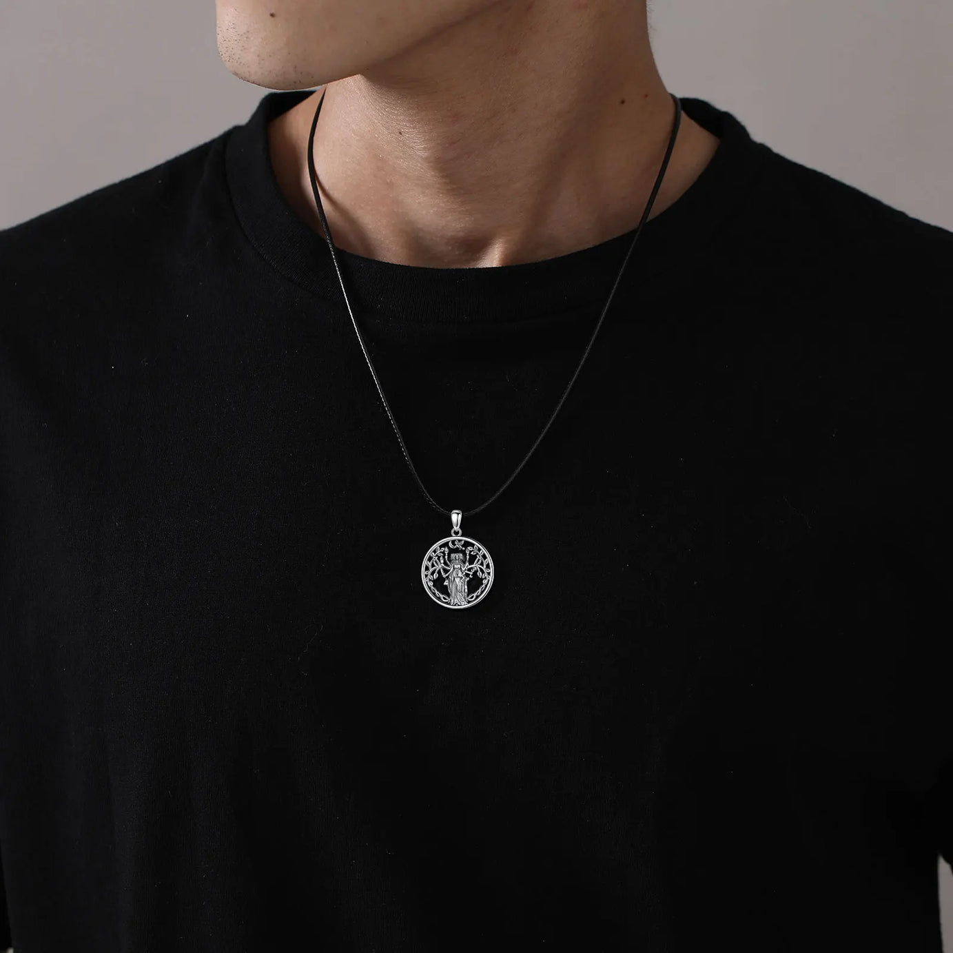 Triple Moon Goddess Hecate Amulet Necklace, S925 Sterling Silver