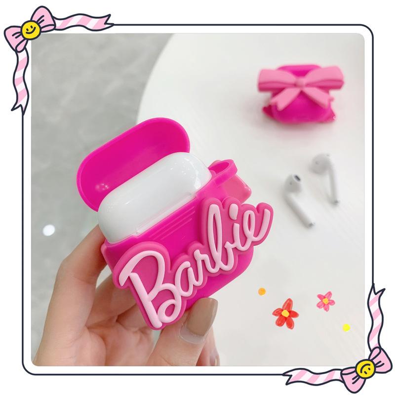 Kawaii Barbie Bluetooth Earphone Case for Airpods Pro 1 2 3 Anime Cartoon Cute Silicone Protective Soft Cover with Plush Pendant Charlie Dolly