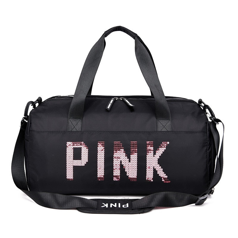 New Sequins Pink Gym Bag Women Shoe Compartment Waterproof Sport Bags for Fitness Training Bolsa Sac De Sport Travel Bag