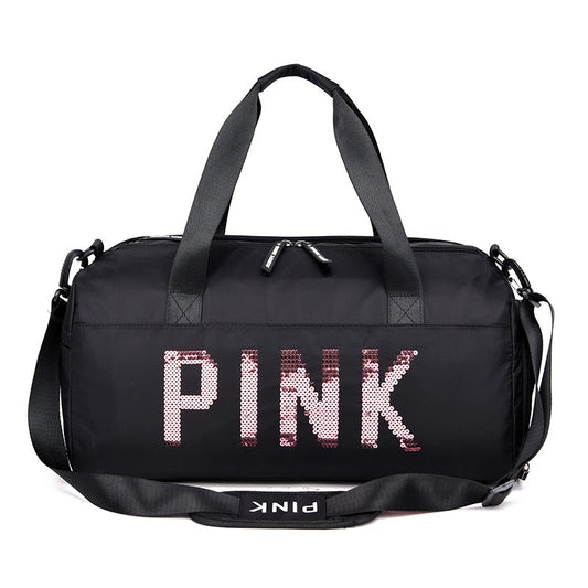 New Sequins Pink Gym Bag Women Shoe Compartment Waterproof Sport Bags for Fitness Training Bolsa Sac De Sport Travel Bag - Charlie Dolly