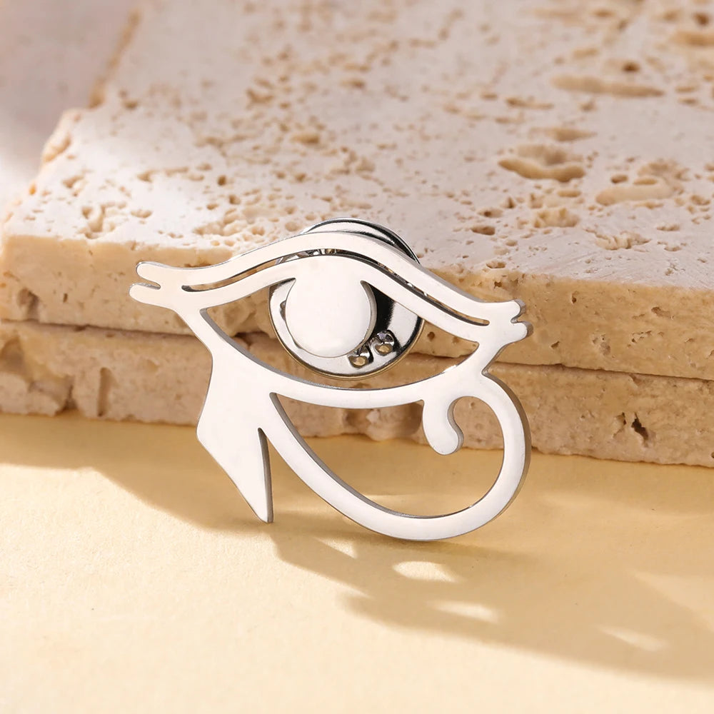 Dawapara Ancient Egyptian Eye Symbol Pin Eye of Horus Brooch Spiritual Jewelry Protection Amulet Stainless Steel Accessory
