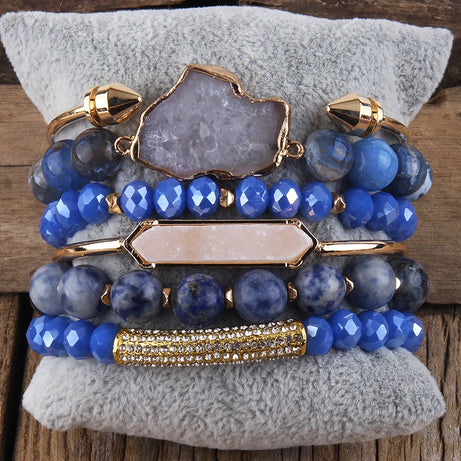 Fashion Boho Natural Stone Beaded Bracelet Jewelry Multi 6pc Stack Bracelet & Bangle Sets For Women Gift - Charlie Dolly