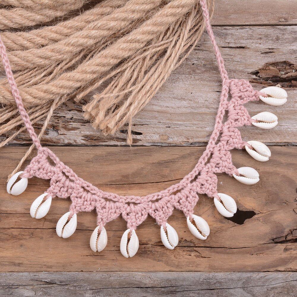 Women Shells Choker Necklaces Natural Sea Cowrie Shell Rope Chain Choker Necklace Summer Jewelry Girl Friendship Gifts Handmade - Charlie Dolly