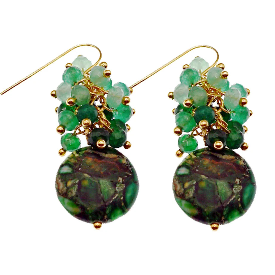 Lapis Lazuli & Turquoise Gemstone Earrings - Elegant Vintage-Inspired, Denim Navy Blue with Golden Accents - Charlie Dolly