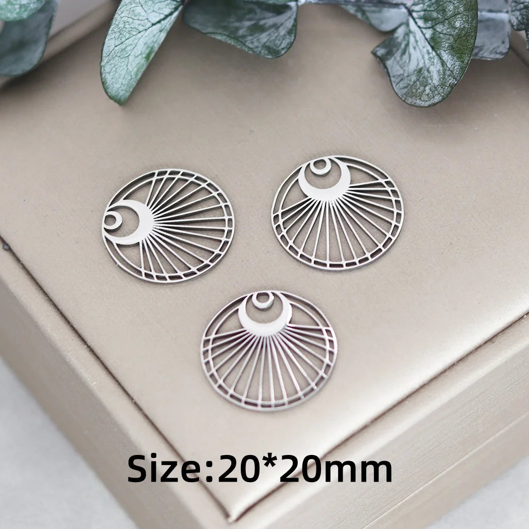 3pcs Stainless Steel Gothic Sun Cross Sword DIY Charms Tassels Star Lotus Flower Earrings Necklace Jewelry Making Amulet Pendant