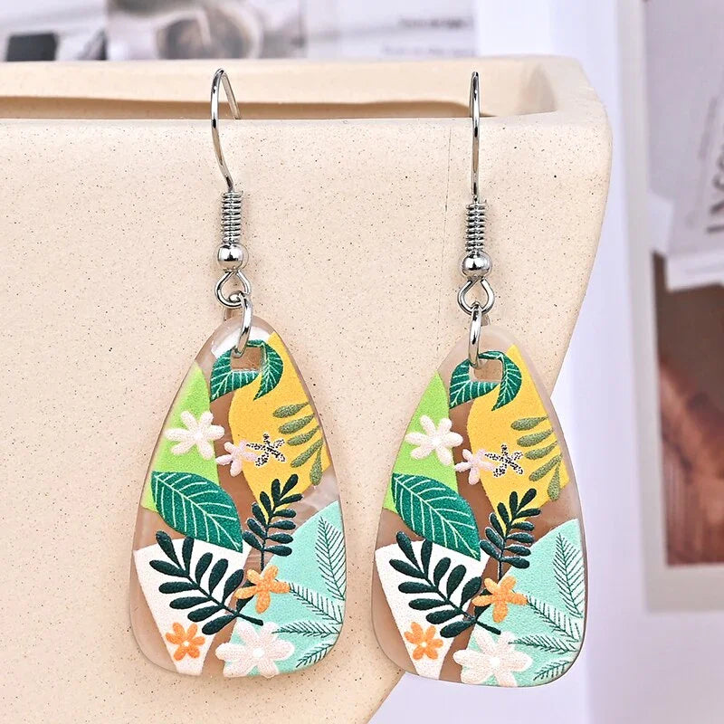 Japan Style Fashion Acrylic Tanjiro Earrings Demon Earrings Anime Cosplay Hanafuda Drop Long Earrings for Women Girls Jewelry - Charlie Dolly