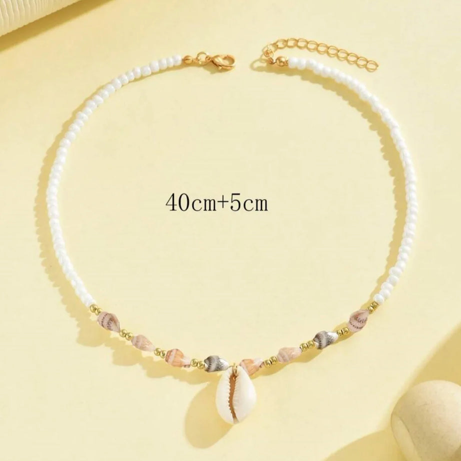 Beach Seashell and Starfish Handmade Beaded Boho Choker