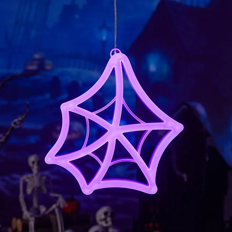 Halloween Window Lights Home Indoor LED Pumpkin Spider Ghost LED Decor Lamp 2024 Halloween Party Hanging Decoration Kids Favors - Charlie Dolly