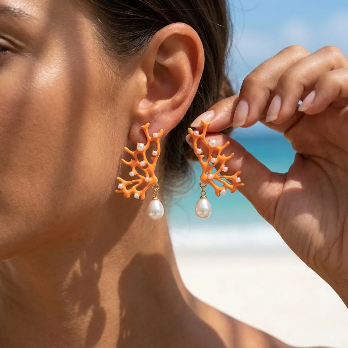 Summer Rice Beads Resin Coral Shell Pendant Necklace For Women Men Boho Summer Conch Choker Vacation Party Fashion Jewelry Gifts