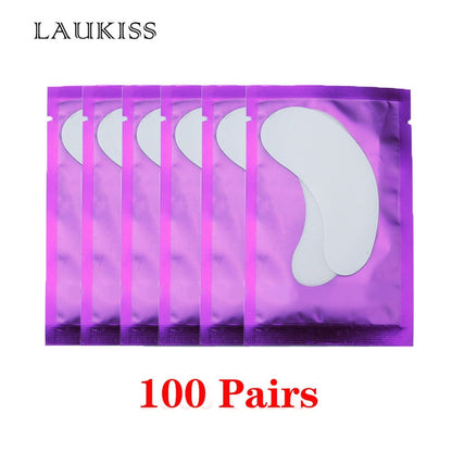 25/50/100Pairs Eye Patches Under Eyelash Pads for Building Hydrogel Paper Patches Pink Lint Free Stickers for False Eyelashes