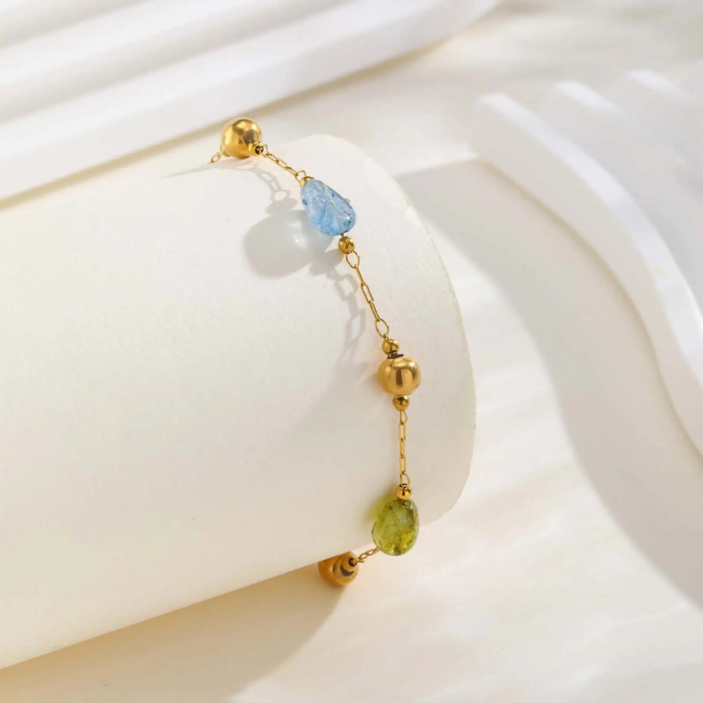 Rainbow Gemstone Y-Chain Boho Necklace & Bracelet