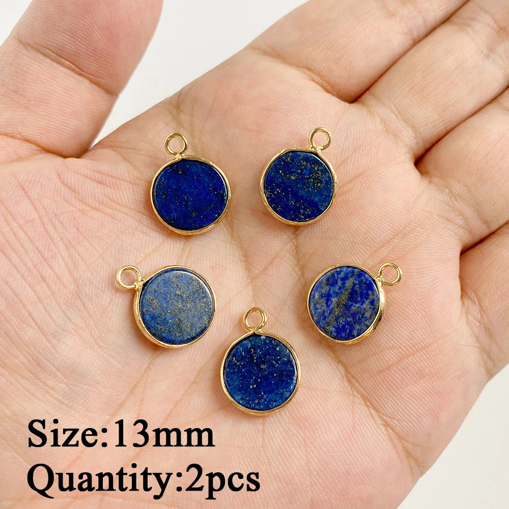 Natural Lapis Lazuli Pendant Blue Heart Square Oval Bullet Stone Charms For Jewelry Making Necklace Earrings Bracelet DIY 2PCS