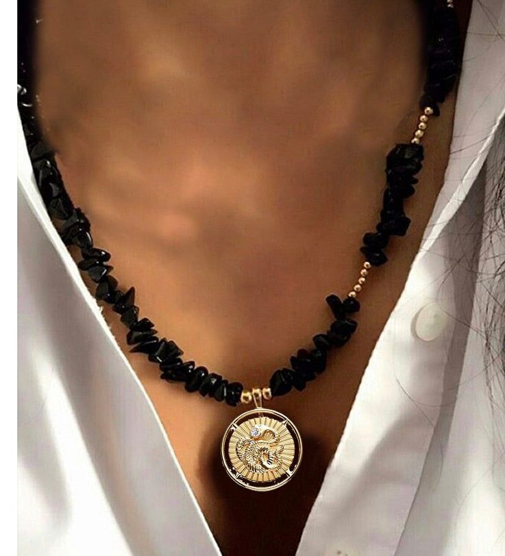 Fashion Classic White Rice Beads White Shell Stone Short Necklace Retro Charm Moon Eyes Pendant Jewelry Christmas Halloween Gift - Charlie Dolly