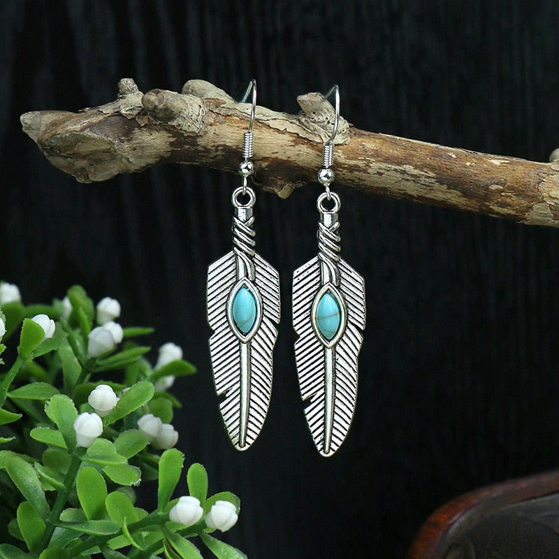 53 Styles Bohemian Vintage Tibetan Silver Geometric Drop Earrings For Women Ethnic Blue Stone Tassel Dangle Earrings Jewelry - Charlie Dolly