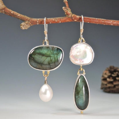 Exquisite Fashion Silver Color Water Imitation Pearls Drop Earrings for Women Shiny Red Green Round Imitation Pearls Earrings