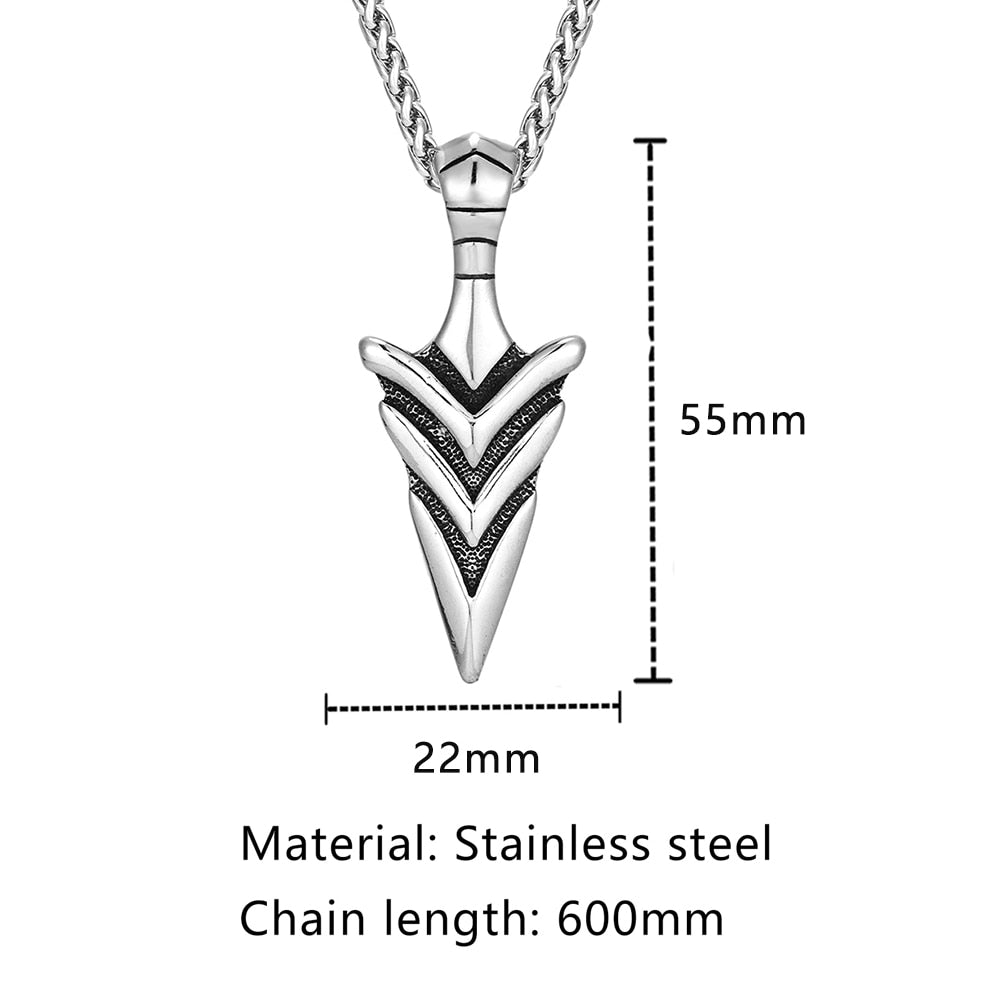 Norse Mythology Odin's Spear Gungnir Necklaces Men Retro Stainless Steel Viking Pendant Scandinavian Amulet Self-defense Jewelry - Charlie Dolly