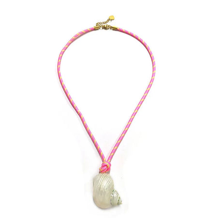Vacation Conch Shell and Blue Rope Boho Pendant Necklace