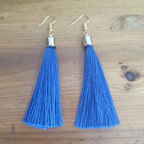 Silk Rose Flower Crystal Long Tassel Earrings Jewelry