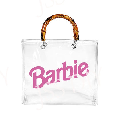 New Diy Barbie Handbag Fashion Women All-Match Jelly Transparent Pvc Tote Bags High Capacity Ladies Organizer Cosmetic Bag Gifts