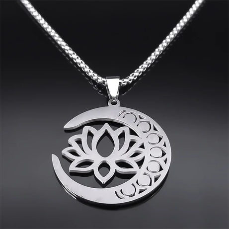 Lotus Moon Chakra Pendant, Sacred Yoga Meditation Amulet