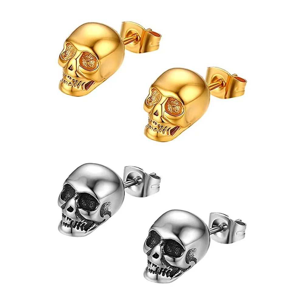 2023 Halloween Skull Stud Earrings for Men Women Punk Hip-hop Creative Metal Skeleton Mini Earrings Accessories Wholesale - Charlie Dolly