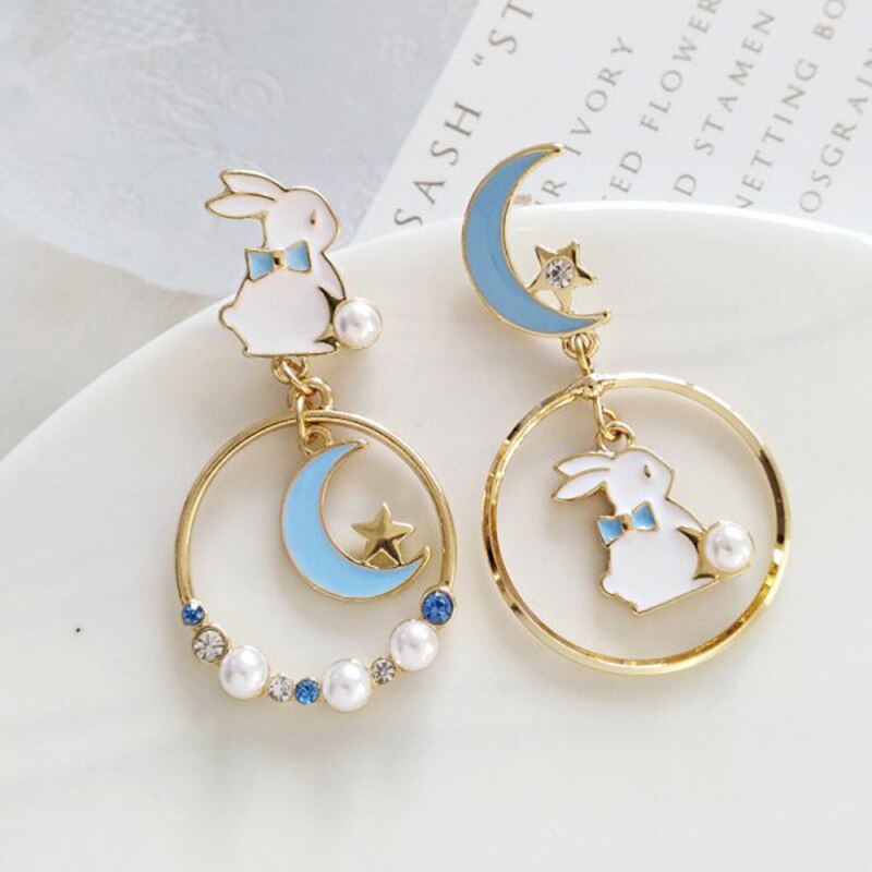 Cute Enamel Cat Balloon Stud Earrings for Women Fashion Drop Rabbit Flower Heart Colorful Jewelry Dangle Wedding Party Girl Gift - Charlie Dolly