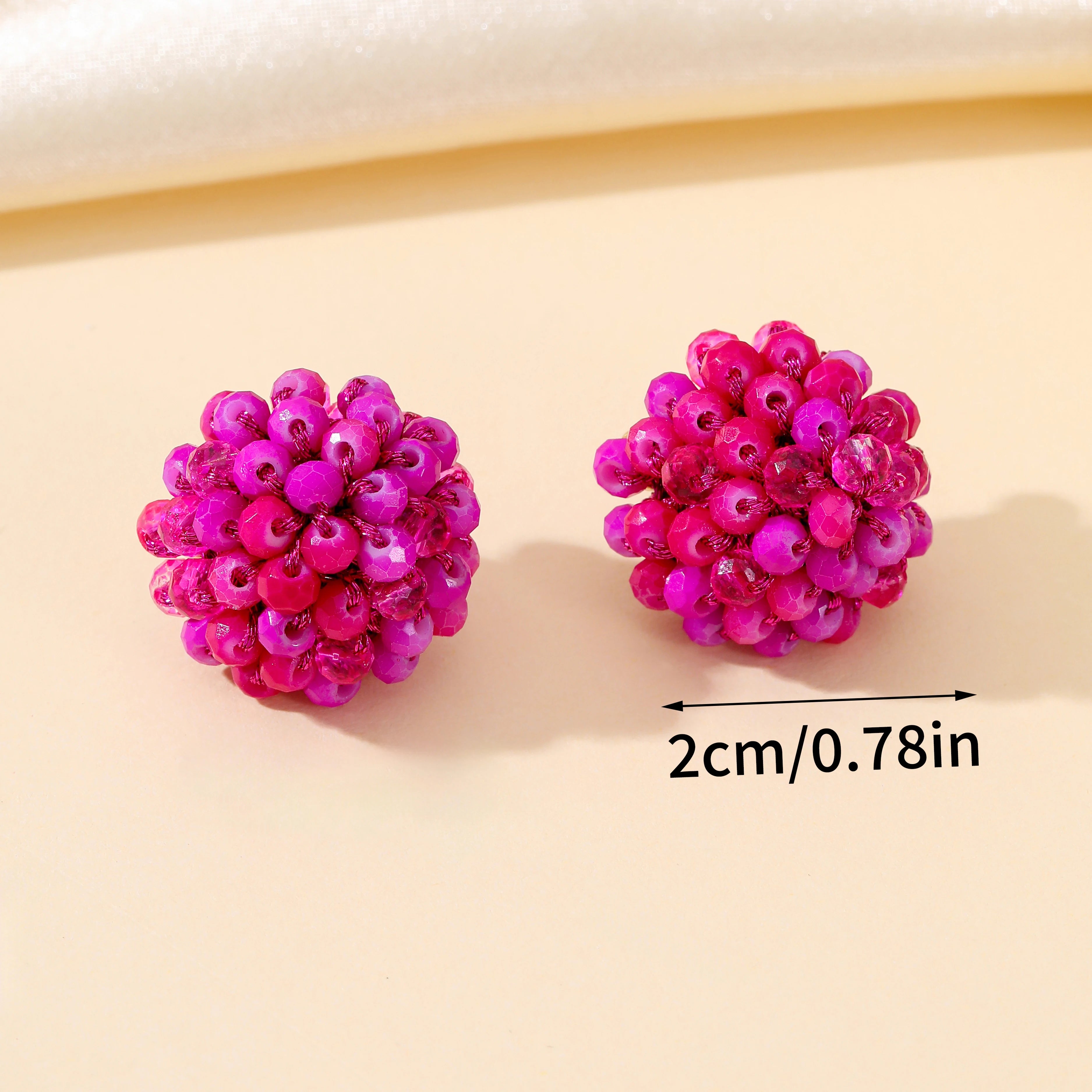 INKDEW Beads Round Stud Earrings for Women Handmade Crystal Beads Earrings Braided Big Earrings Jewelry Gift boho EA166
