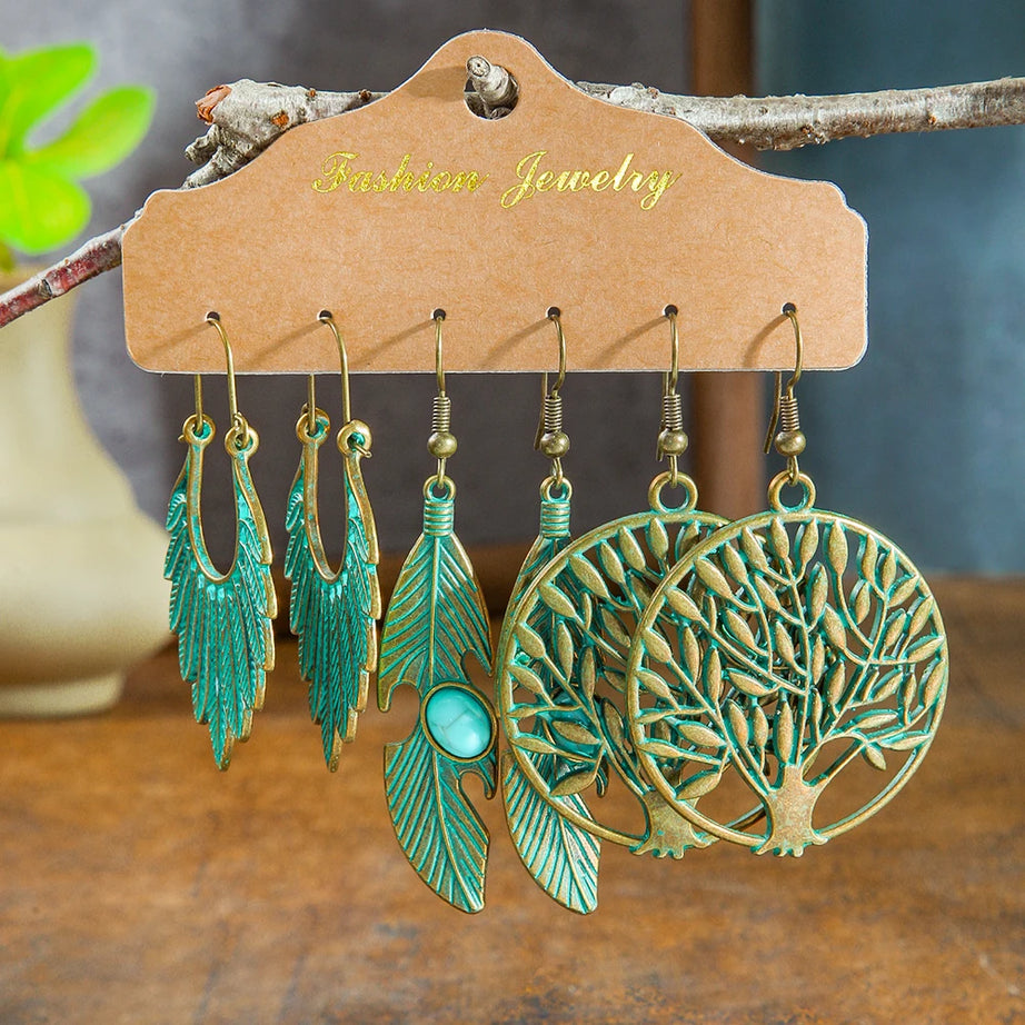 Antique Round Vintage Drop Earrings Jewelry