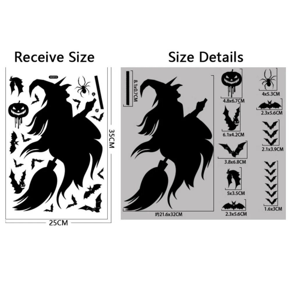 Halloween Stickers Giant Ghost Monster Ghost Shadow Window Sticker Witch Death Bat Skull Wall Stickers Halloween Party Supplies - Charlie Dolly