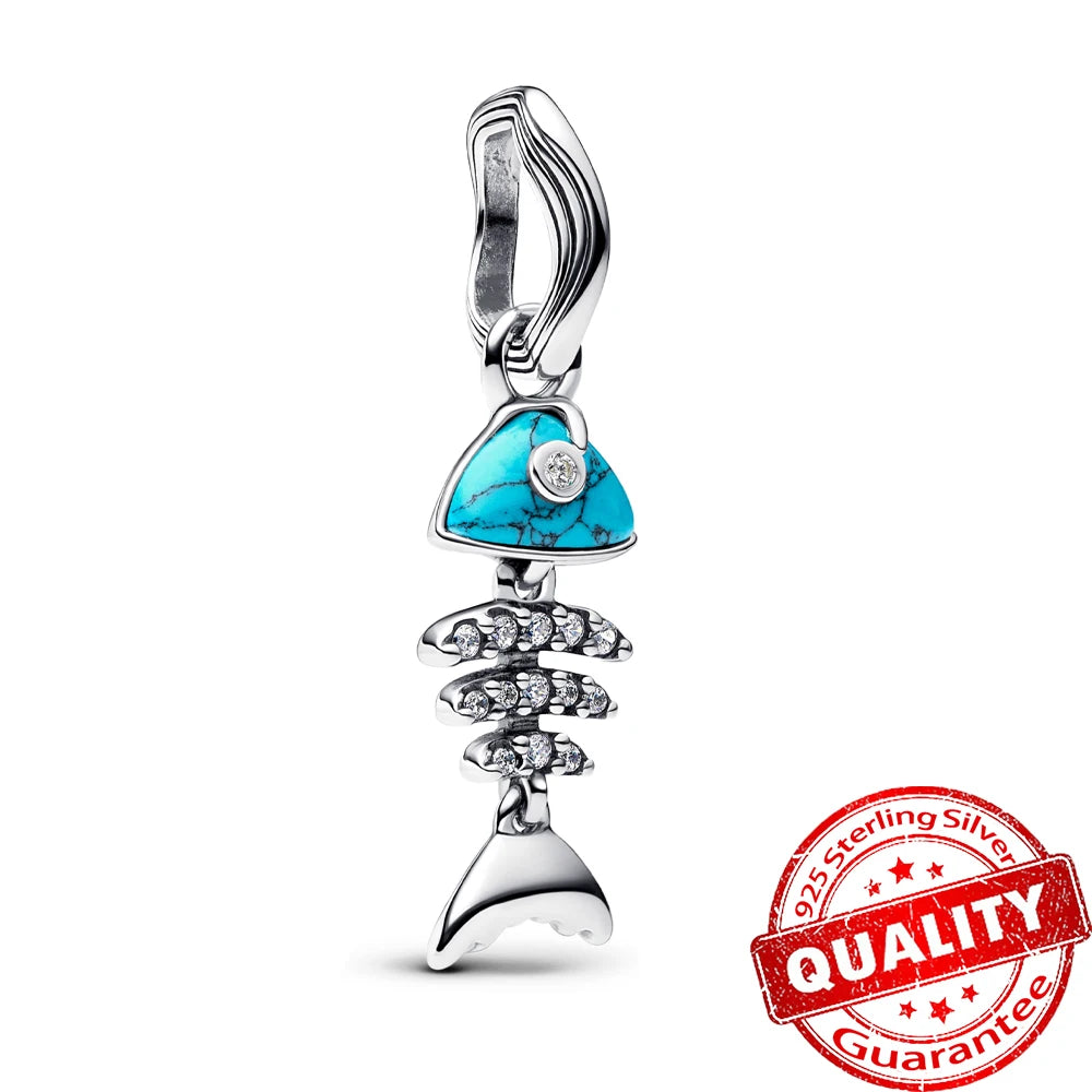 High Quality 925 Sterling Silver Lotus Coral Seahorse Love Cube Fortune Bag Pendant Fit DIY Bracelet Necklace Wedding Party Gift