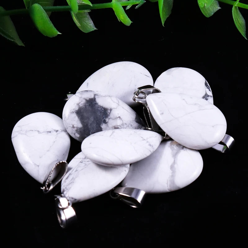50pcs Natural Stone Waterdrop Pendants Crystal Amethysts Lapis Lazuli Healing Charms Tear Beads For Jewelry Making Earring Gems