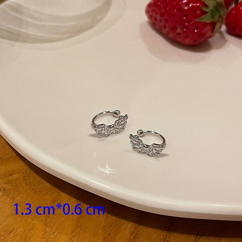 Korean Zircon Small Ear Cuff Set Ear Clips Vintage Gold Color Earcuff Cute Cartilage No Pierced Clip Earrings Women's Jewelry - Charlie Dolly