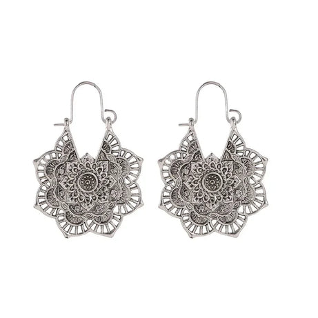 Mandala Antique Hoop Dangle Earrings Jewelry