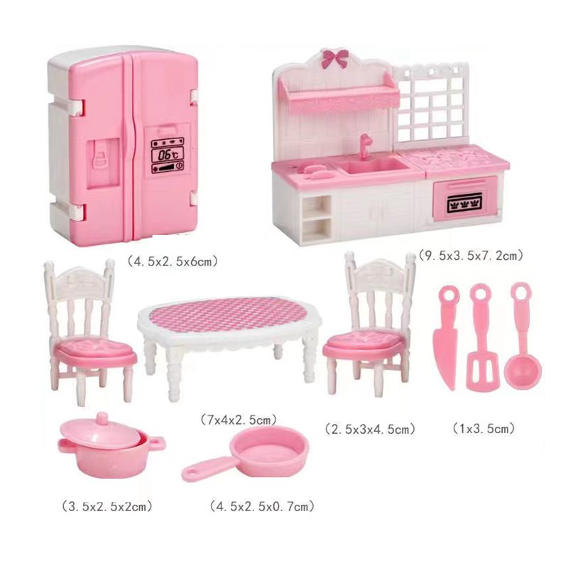 Hot Sale Cute Kawaii Pink 10 Items/Lot Miniature Dollhouse Furniture Accessory Kids Toys Kitchen Cooking Things For Barbie Game - Charlie Dolly