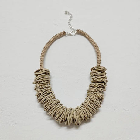 Woven Ring Grey Short Statement Necklace Jewelry