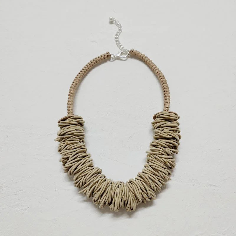 Woven Ring Grey Short Statement Necklace Jewelry