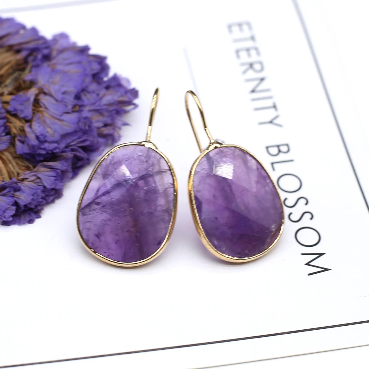 Hot Sale Natural Stone Lapis Lazuli Pink Crystal Faceted Dangle Earring Reiki Eardrop Women Hook Dangle Earrings Party Jewelry