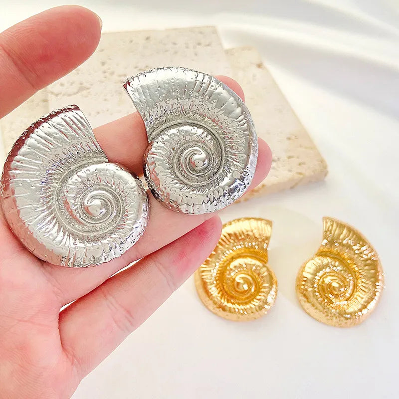 New Exaggerated Boho Large Metal Starfish Stud Earrings for Women Ladies Trendy Summer Gold Color Earrings Fashion Jewelry