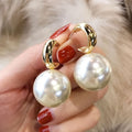 Exquisite Fashion Silver Color Water Imitation Pearls Drop Earrings for Women Shiny Red Green Round Imitation Pearls Earrings - Charlie Dolly