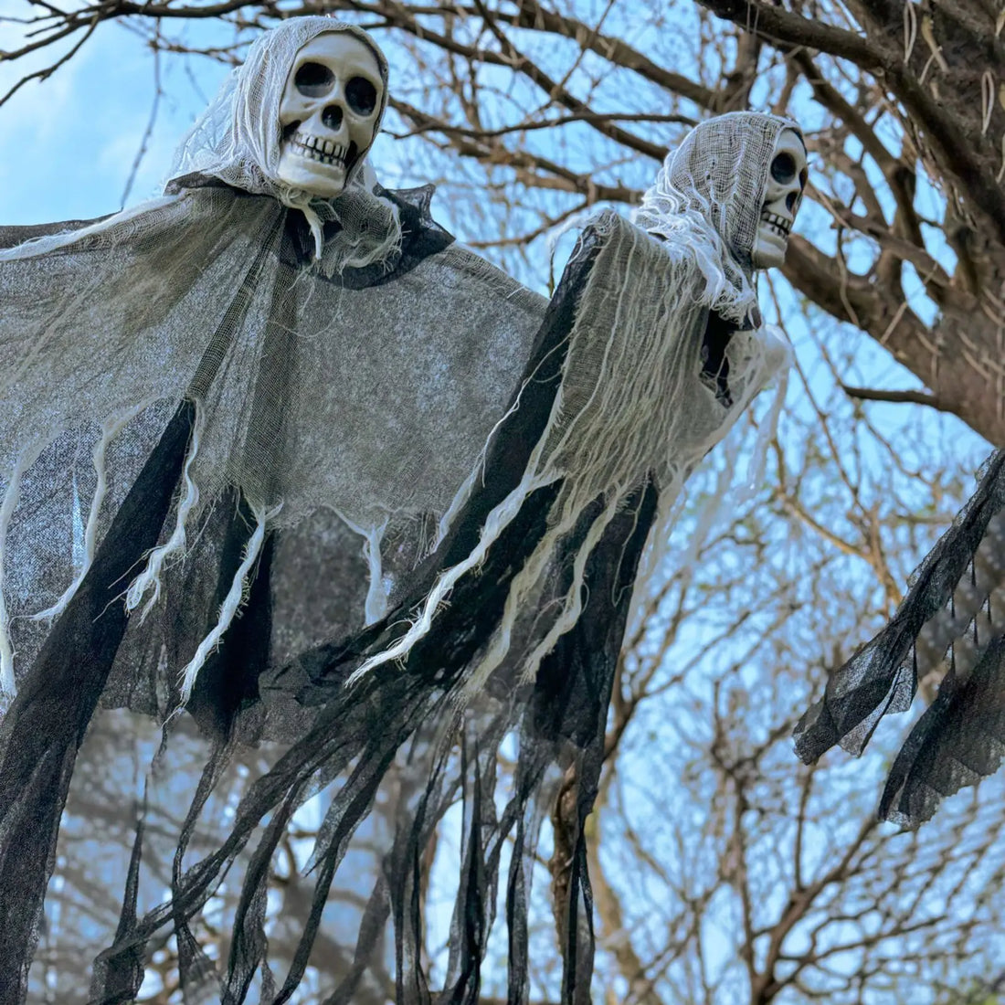 Halloween decoration Ghost with LED Light Glow Hanging Skull Ornaments for Indoor Outdoor Party Decoration Haunted House Props - Charlie Dolly